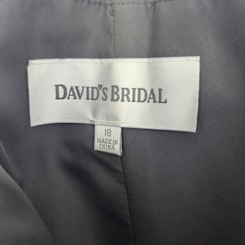 David's Bridal Women 18 Pewter gray formal sleeveless dress - Picture 4 of 5